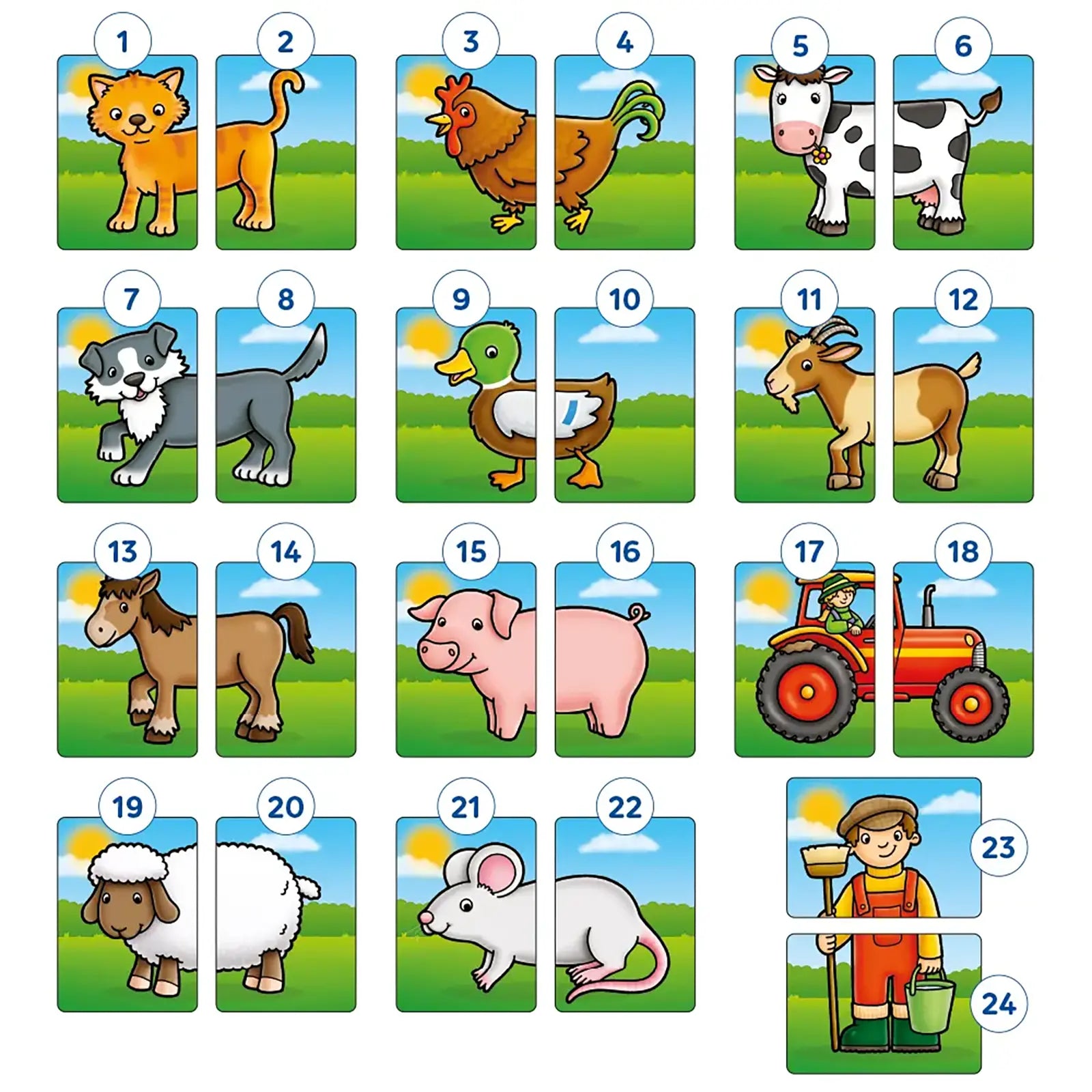 Farmyard Heads and Tails Game Misplaced Pieces