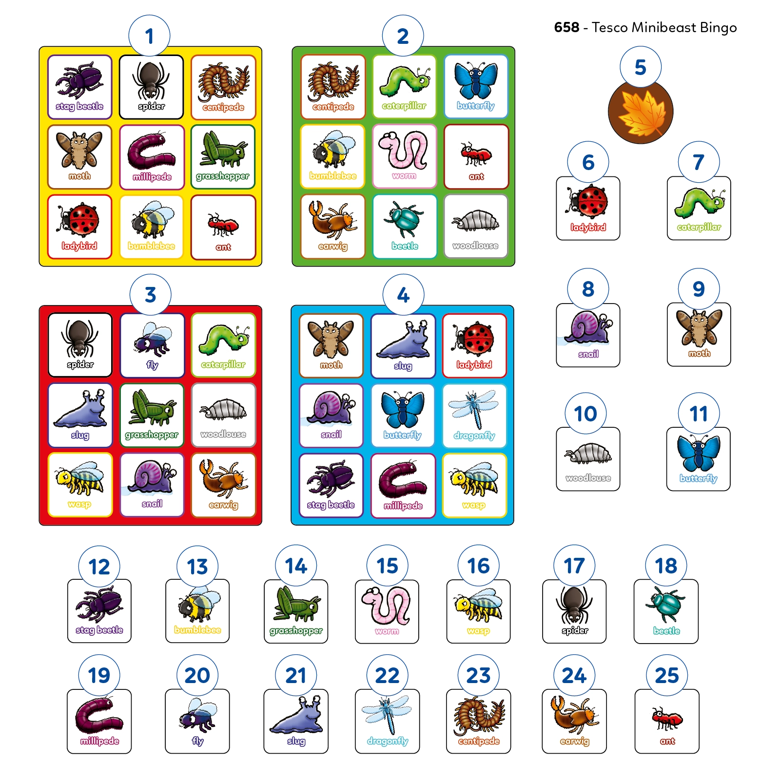 Minibeast Bingo Game Misplaced Pieces 2nd version