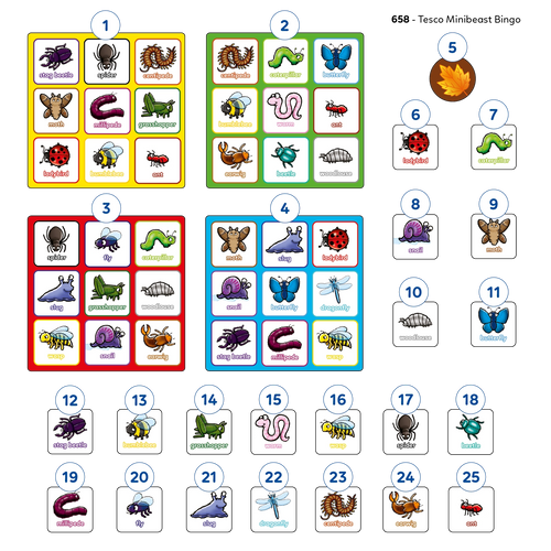 Minibeast Bingo Game Misplaced Pieces 2nd version