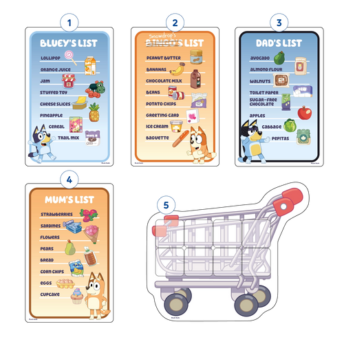 Bluey Shopping List Misplaced Pieces