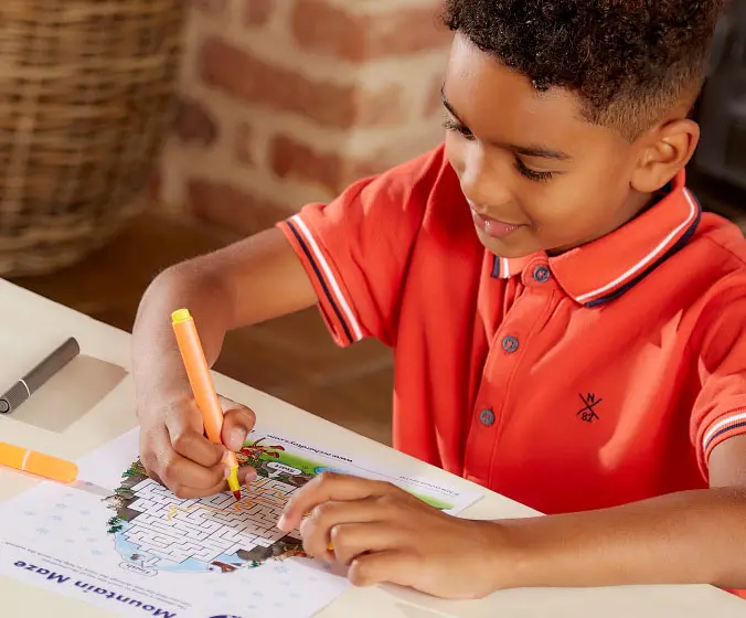 A selection of fun kids colouring and activity sheets from Orchard Toys.