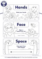 Hands, Face, Space Colouring Sheet