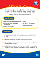 Initial Letter Game Initial Letter Game