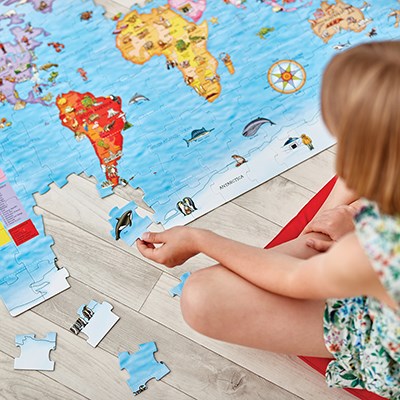 Educational Learning Jigsaw Géographie Orchard Toys carte du monde et POSTER 