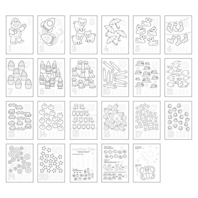 1-20 Colouring Book | With Stickers