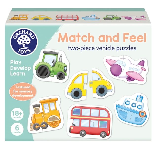 Match and Feel two-piece vehicle puzzles Match and Feel two-piece vehicle puzzles